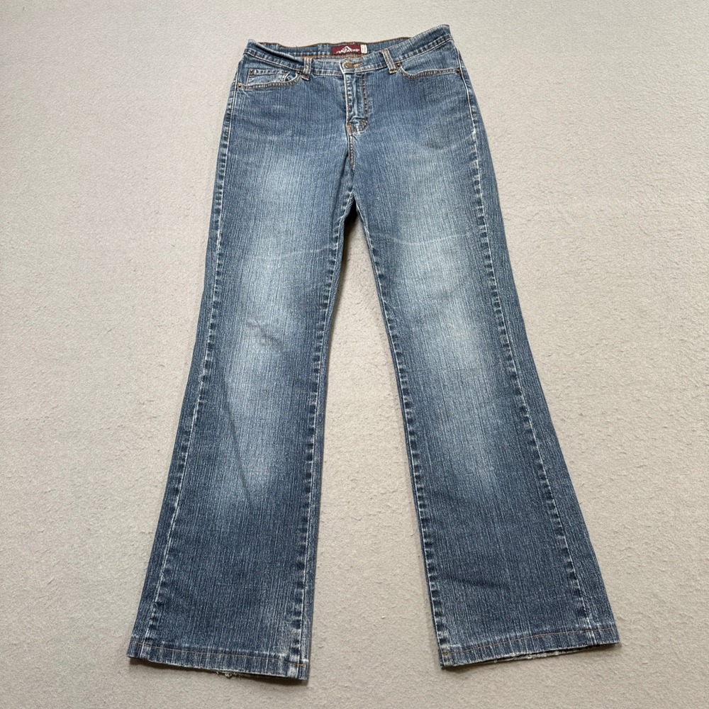 Jordache Flare Jeans Women's 6 Blue Denim Mid Rise Stretch Extensible Med Wash
